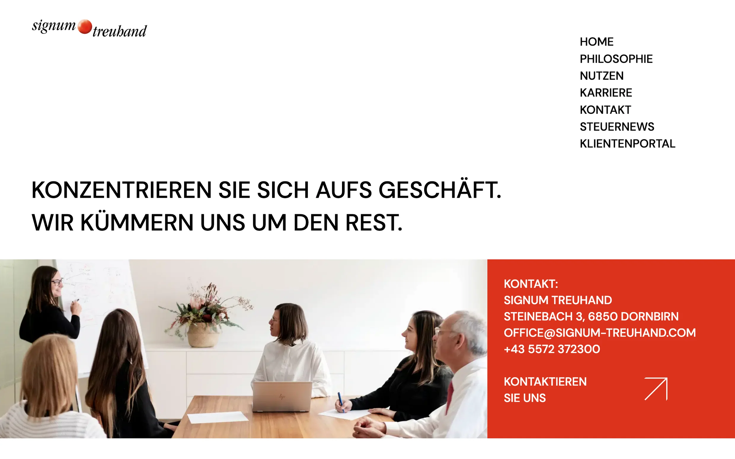 Startseite von Signum Treuhand